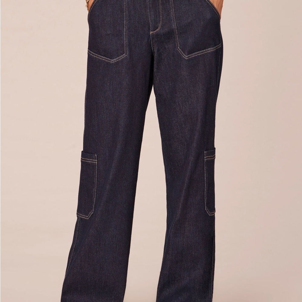 NWOT Women's Ab solution Skyrise Carpenter Wide Leg Jeans Drop Pockets Size 14